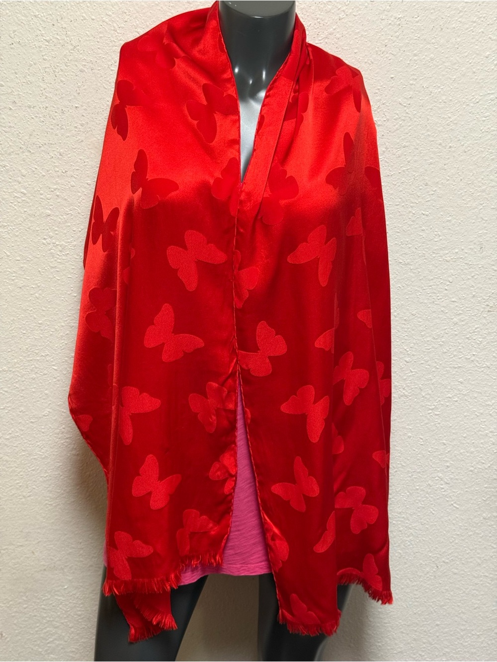 Scarf Red Butterfly Satin